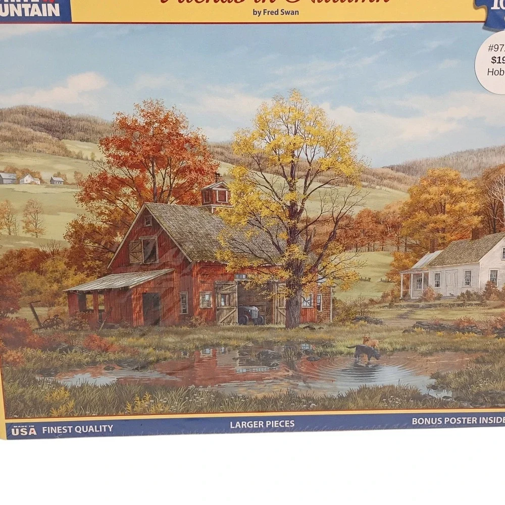 Friends In Autumn Country Red Barn Pond Fall Fred‎ Swan 1000 pc 24